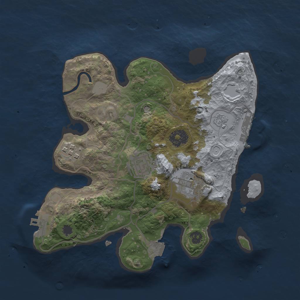Rust Map: Procedural Map, Size: 2500, Seed: 1802486874, 9 Monuments