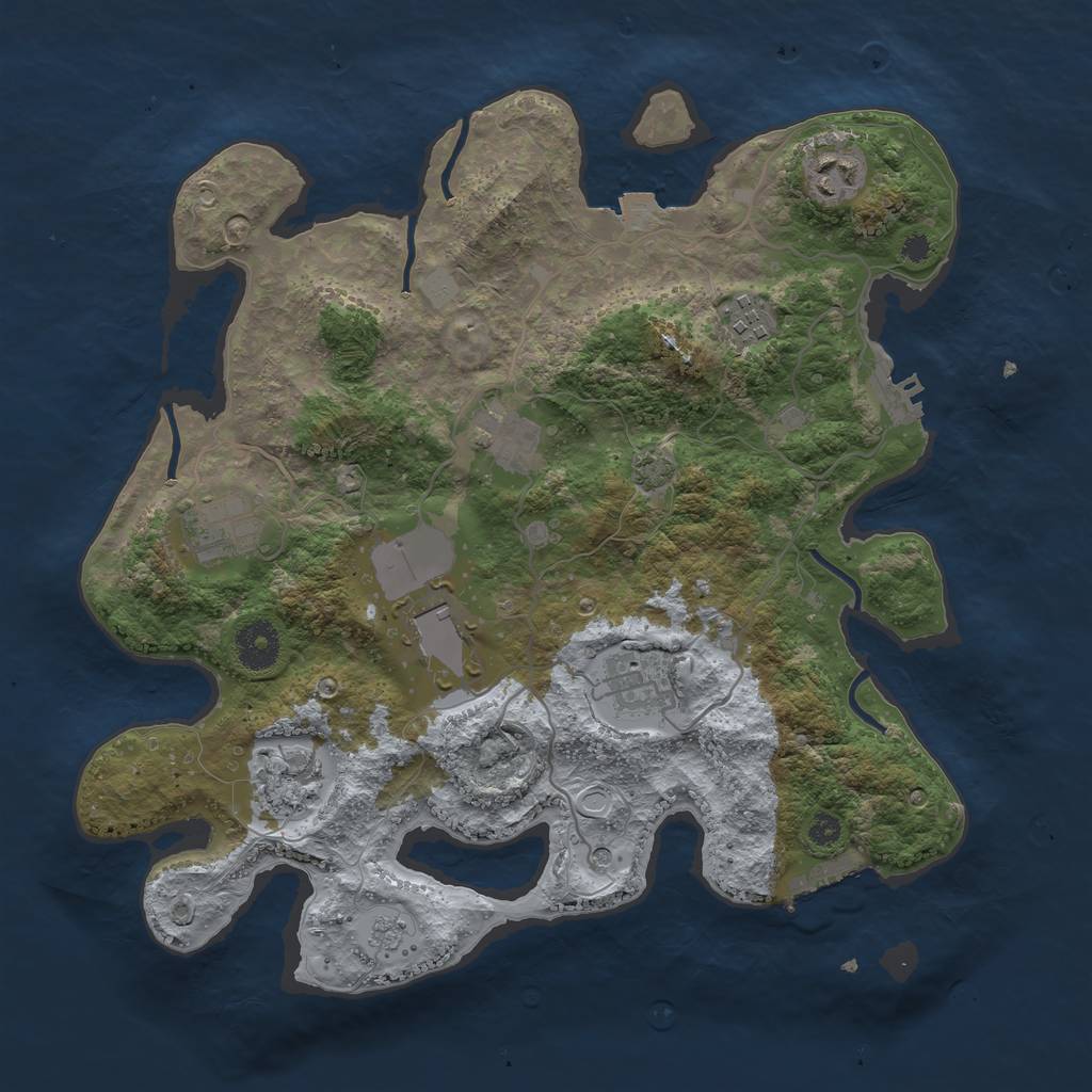 Rust Map: Procedural Map, Size: 3500, Seed: 3035391, 15 Monuments