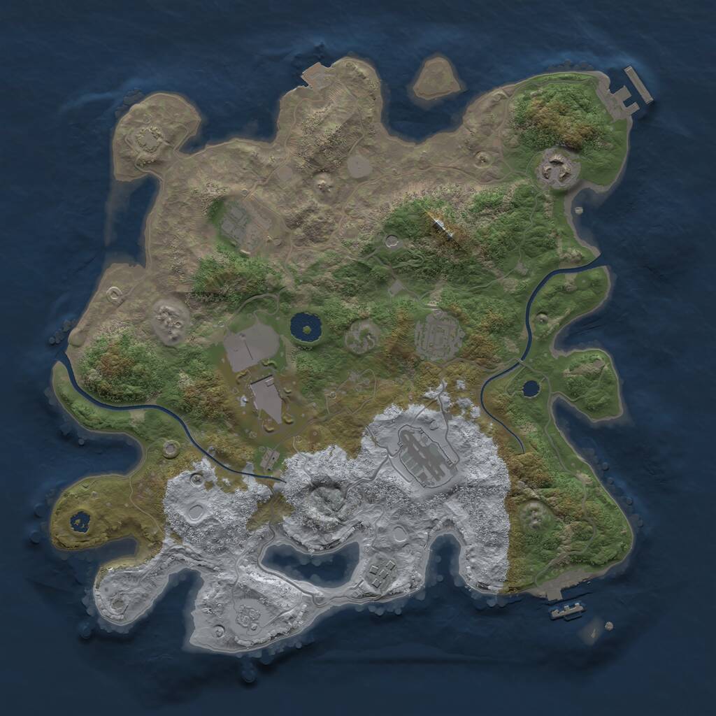 Rust Map: Procedural Map, Size: 3500, Seed: 3035391, 12 Monuments