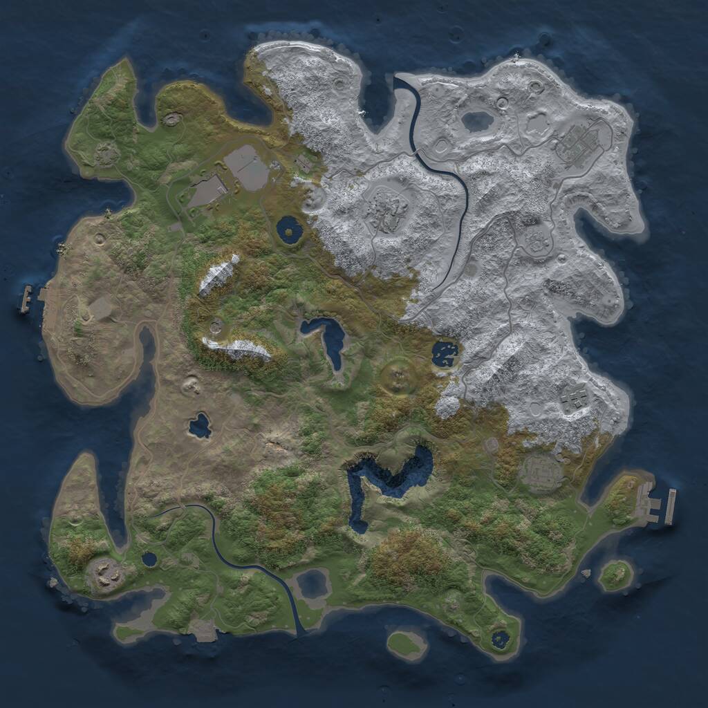 Rust Map: Procedural Map, Size: 4000, Seed: 36882490, 13 Monuments