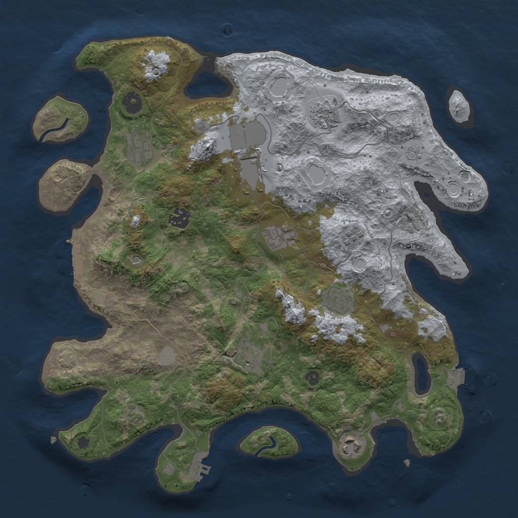 Rust Map: Procedural Map, Size: 3750, Seed: 2036167199, 17 Monuments