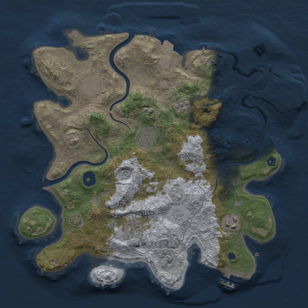 Rust Map: Procedural Map, Size: 3250, Seed: 369392235, 11 Monuments