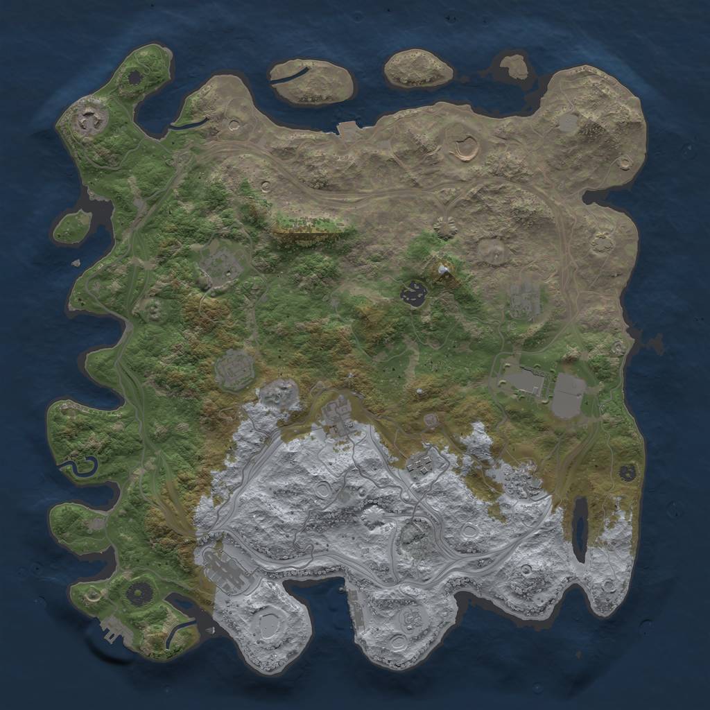 Rust Map: Procedural Map, Size: 4250, Seed: 166217692, 19 Monuments