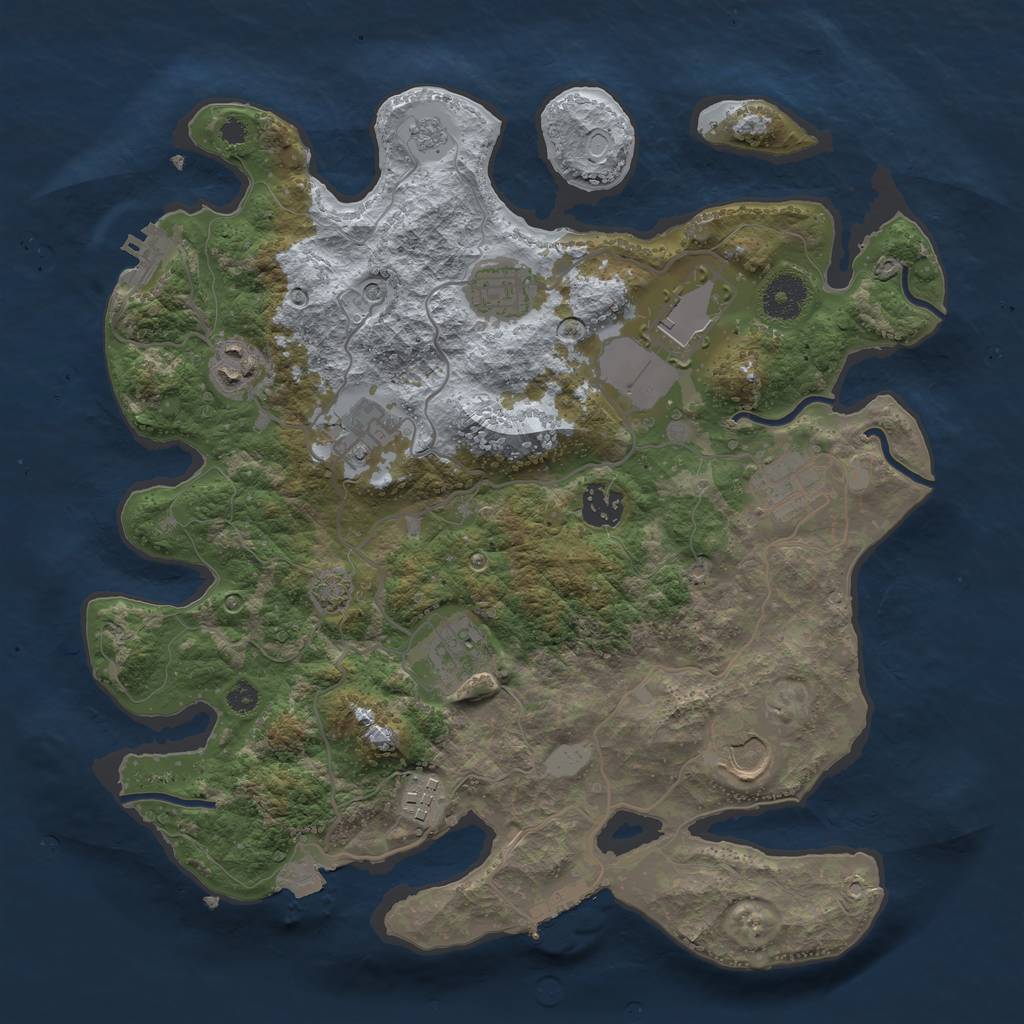 Rust Map: Procedural Map, Size: 3500, Seed: 777666777, 17 Monuments