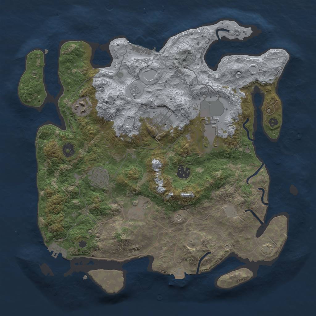 Rust Map: Procedural Map, Size: 3500, Seed: 6435, 14 Monuments