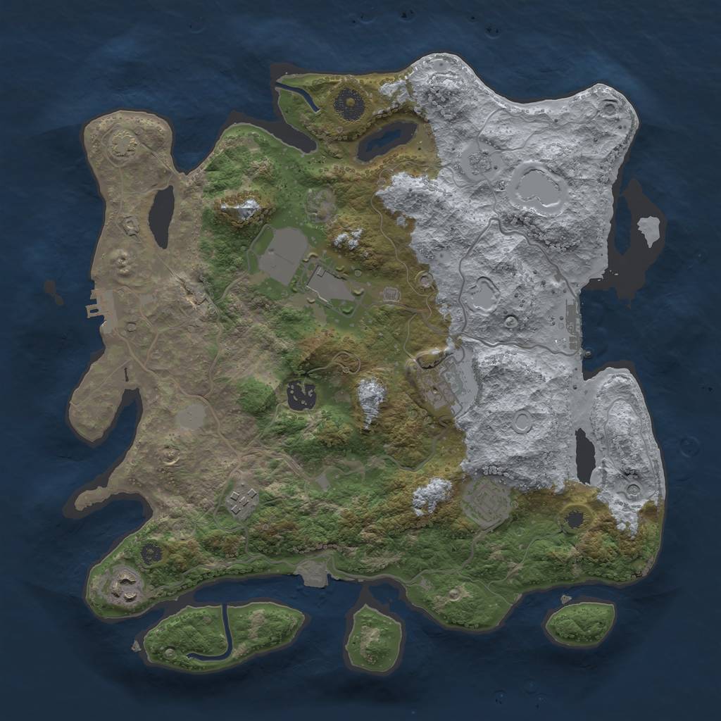 Rust Map: Procedural Map, Size: 3500, Seed: 775913223, 14 Monuments