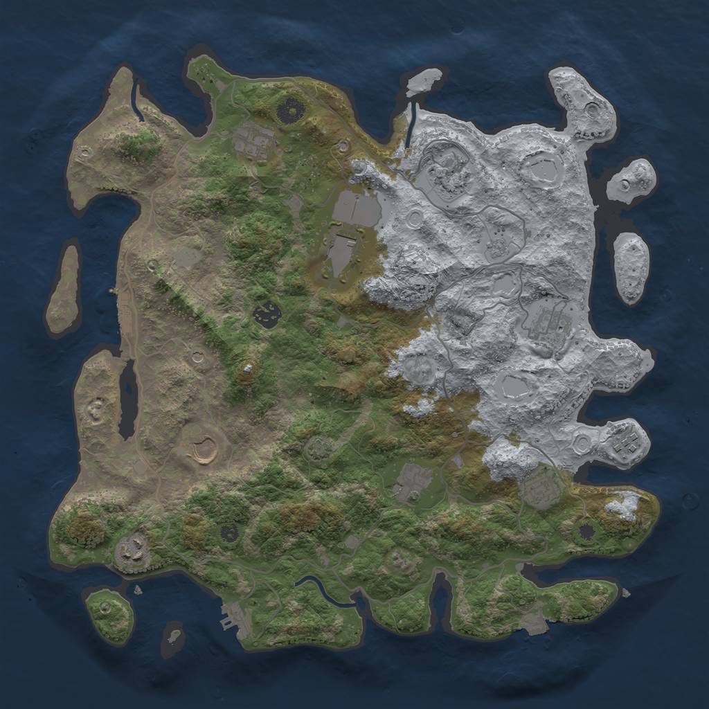 Rust Map: Procedural Map, Size: 4000, Seed: 117499187, 18 Monuments