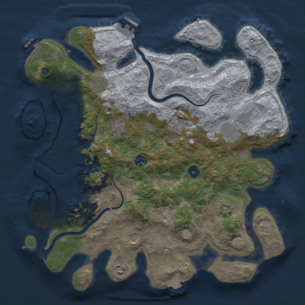 Rust Map: Procedural Map, Size: 3950, Seed: 1543037084, 15 Monuments