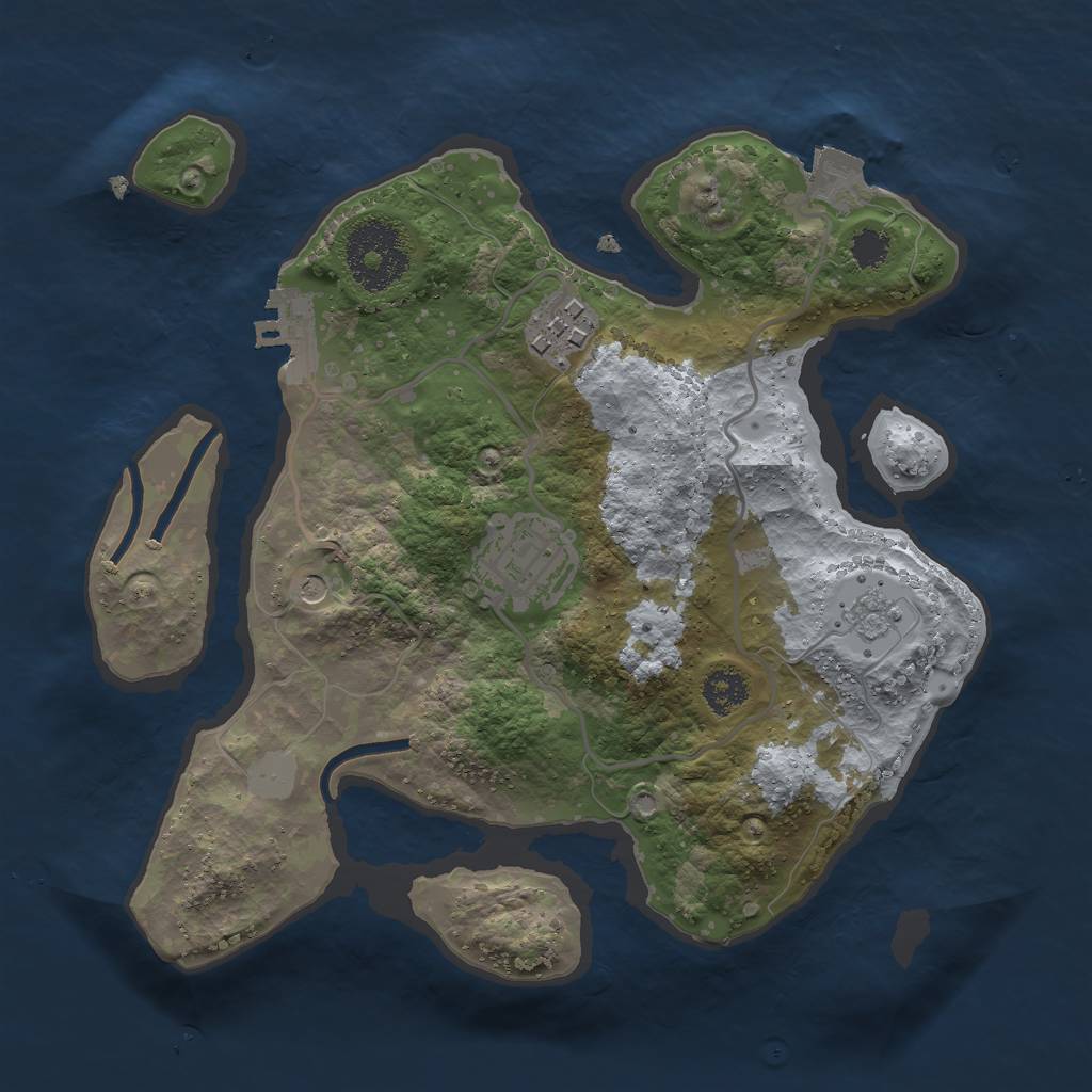 Rust Map: Procedural Map, Size: 2500, Seed: 492490014, 8 Monuments