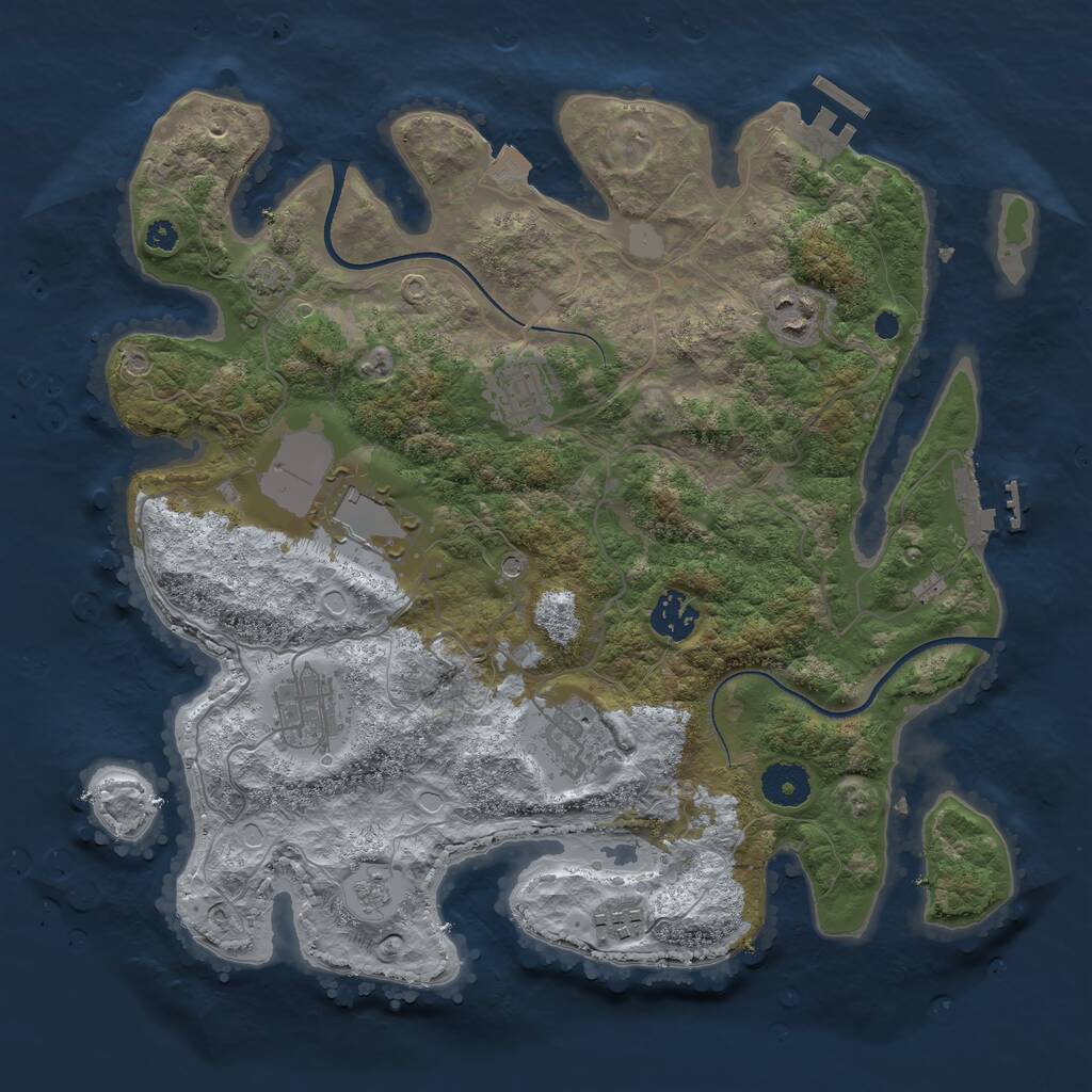 Rust Map: Procedural Map, Size: 3500, Seed: 6433, 13 Monuments