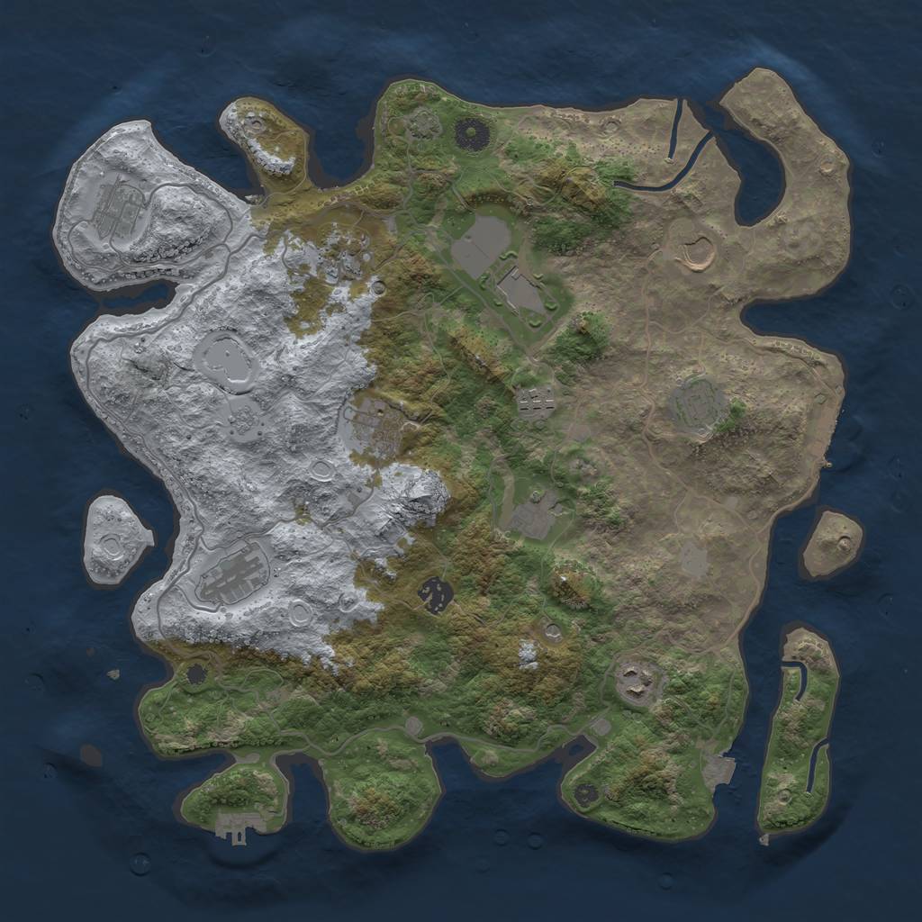 Rust Map: Procedural Map, Size: 4000, Seed: 2044972304, 19 Monuments