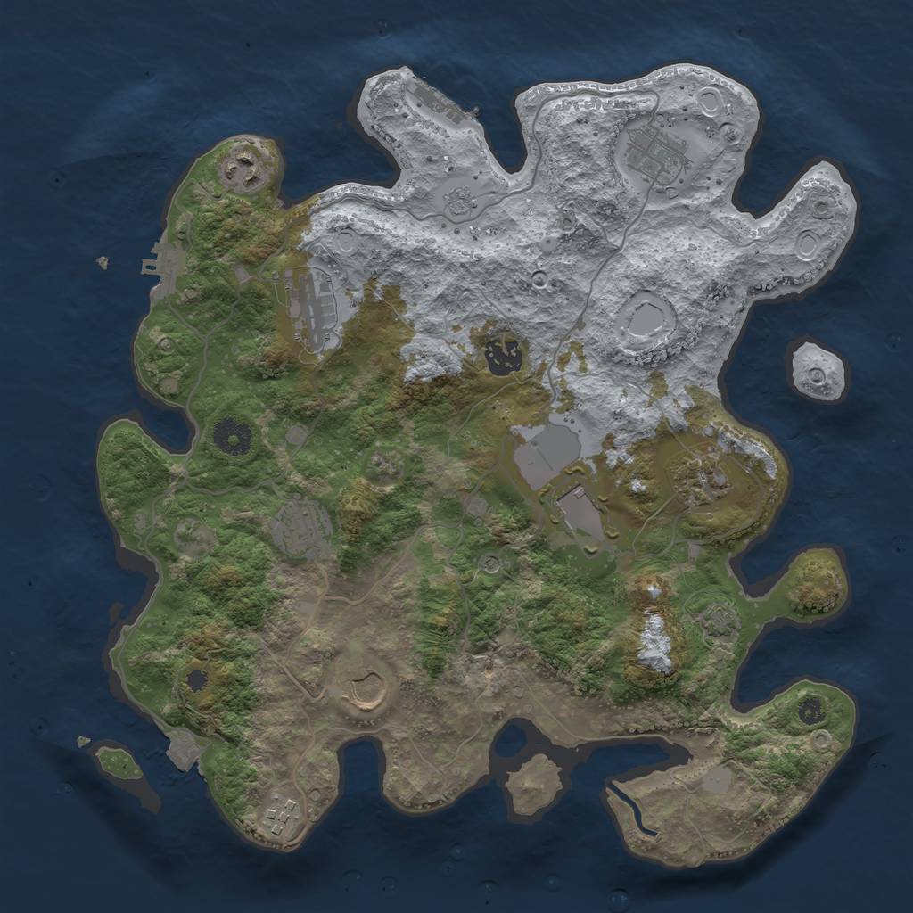 Rust Map: Procedural Map, Size: 3600, Seed: 2056877204, 17 Monuments