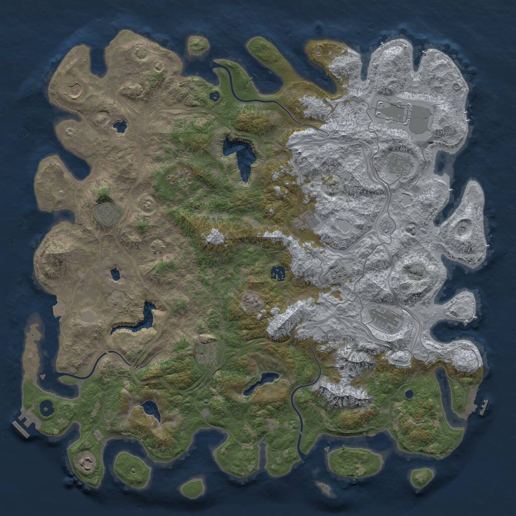 Rust Map: Procedural Map, Size: 5000, Seed: 667262278, 17 Monuments