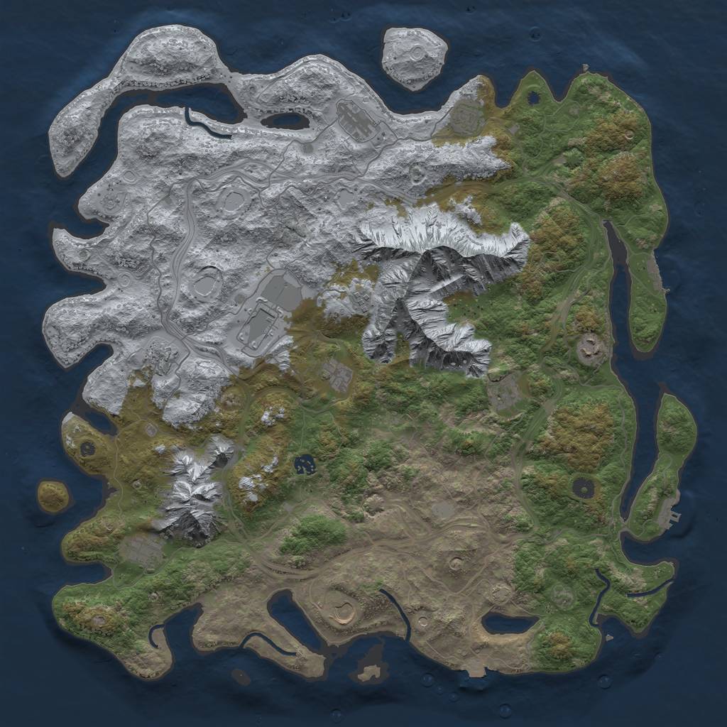 Rust Map: Procedural Map, Size: 5000, Seed: 294797365, 19 Monuments