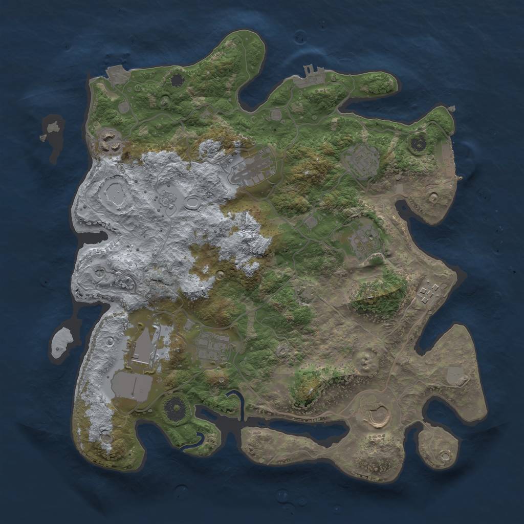 Rust Map: Procedural Map, Size: 3500, Seed: 6432, 16 Monuments