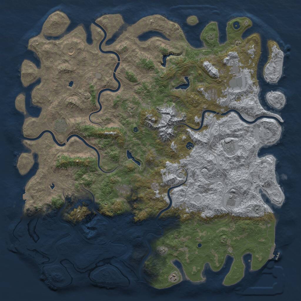 Rust Map: Procedural Map, Size: 6000, Seed: 1462761272, 17 Monuments