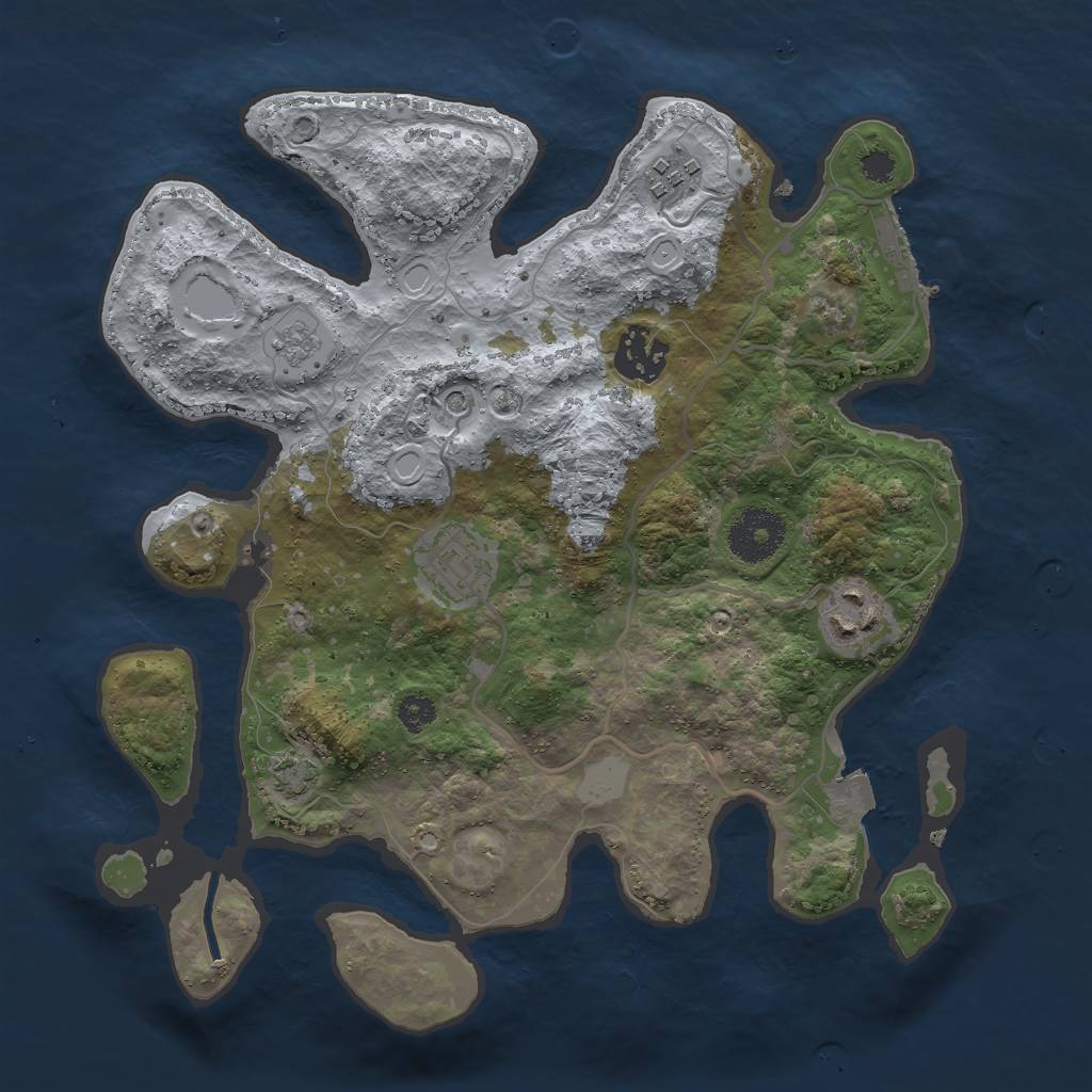 Rust Map: Procedural Map, Size: 3000, Seed: 1230396561, 11 Monuments