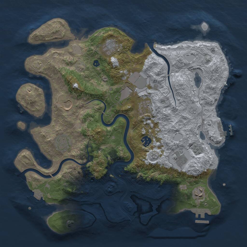 Rust Map: Procedural Map, Size: 3662, Seed: 534233080, 15 Monuments