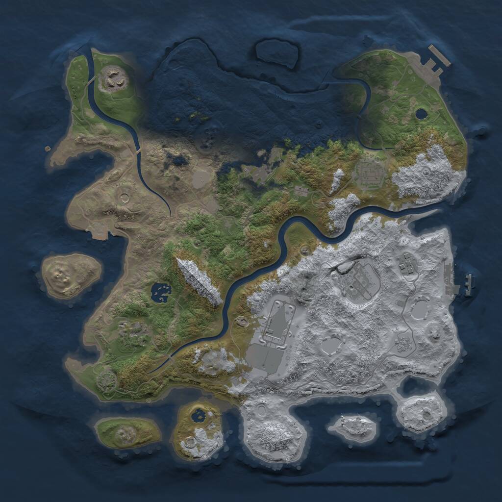 Rust Map: Procedural Map, Size: 3650, Seed: 11112390, 14 Monuments