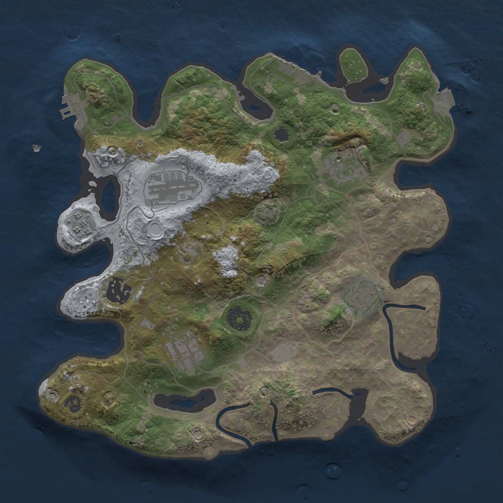 Rust Map: Procedural Map, Size: 3000, Seed: 282240410, 13 Monuments