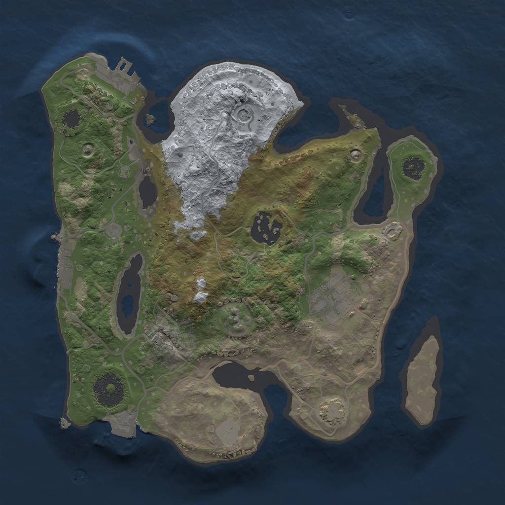 Rust Map: Procedural Map, Size: 2400, Seed: 44666, 9 Monuments