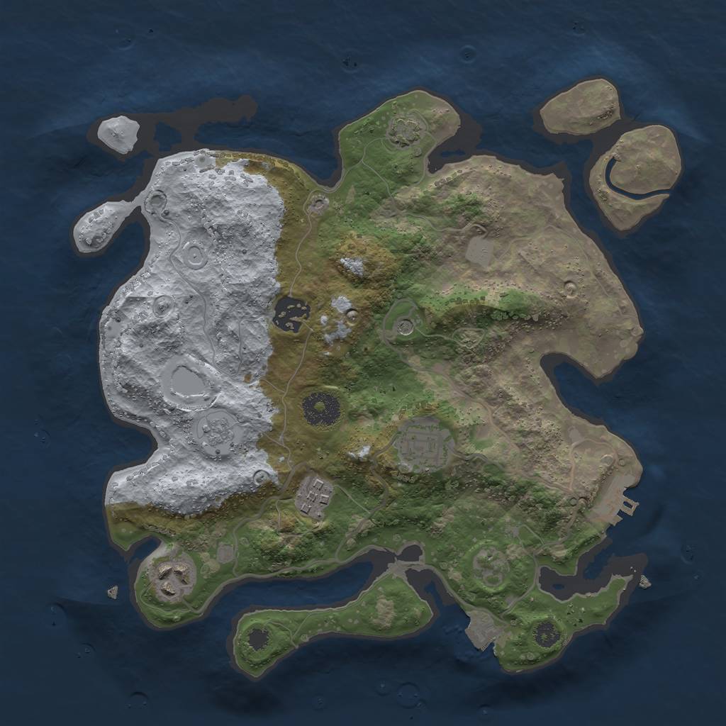 Rust Map: Procedural Map, Size: 3000, Seed: 2132544565, 11 Monuments