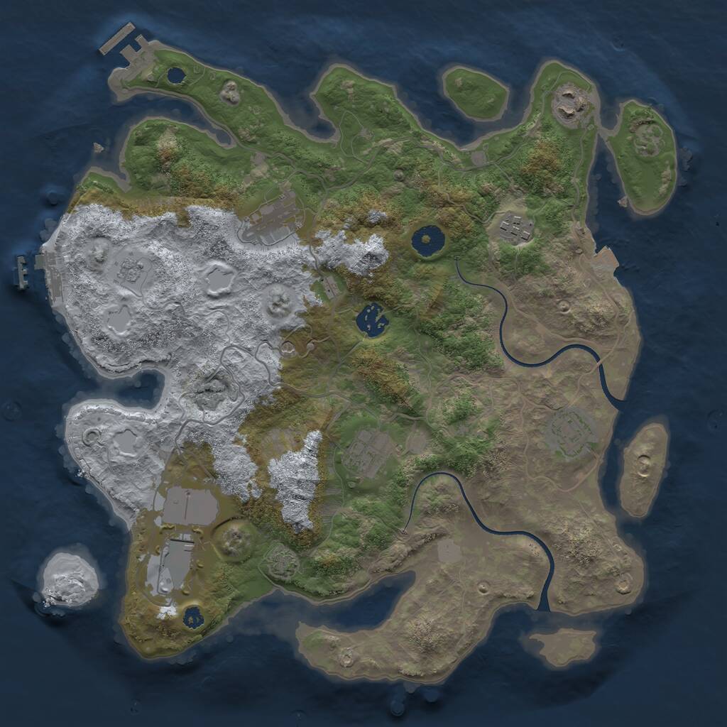 Rust Map: Procedural Map, Size: 3500, Seed: 951241641, 13 Monuments