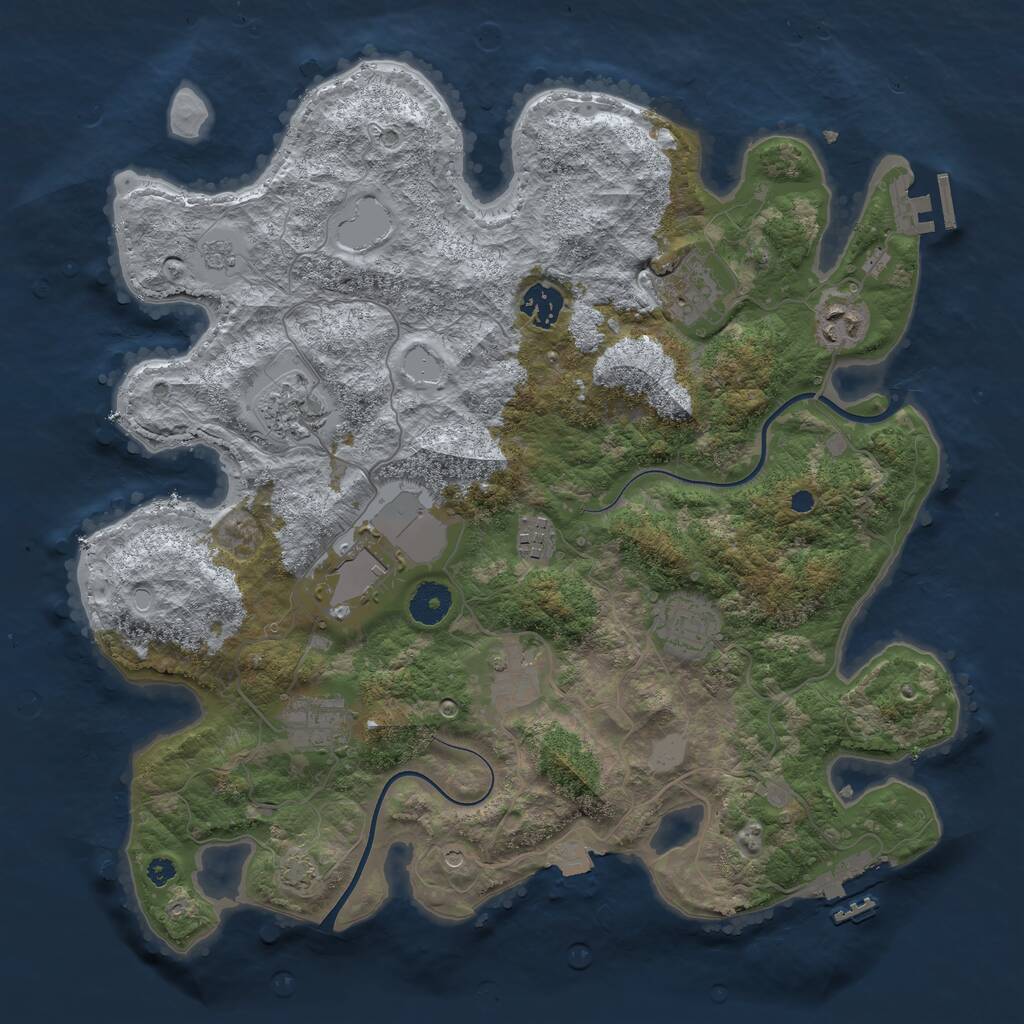 Rust Map: Procedural Map, Size: 3700, Seed: 1285227193, 15 Monuments