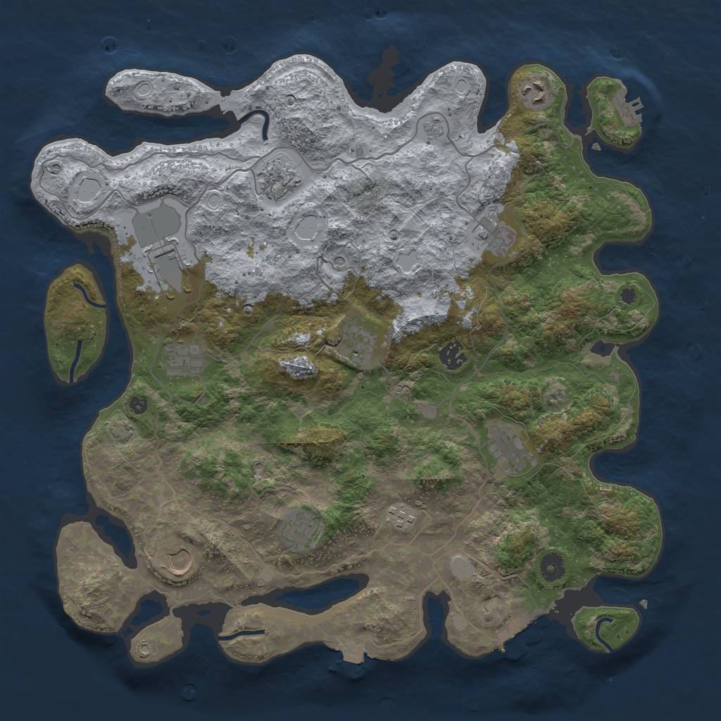Rust Map: Procedural Map, Size: 4050, Seed: 1670709426, 19 Monuments