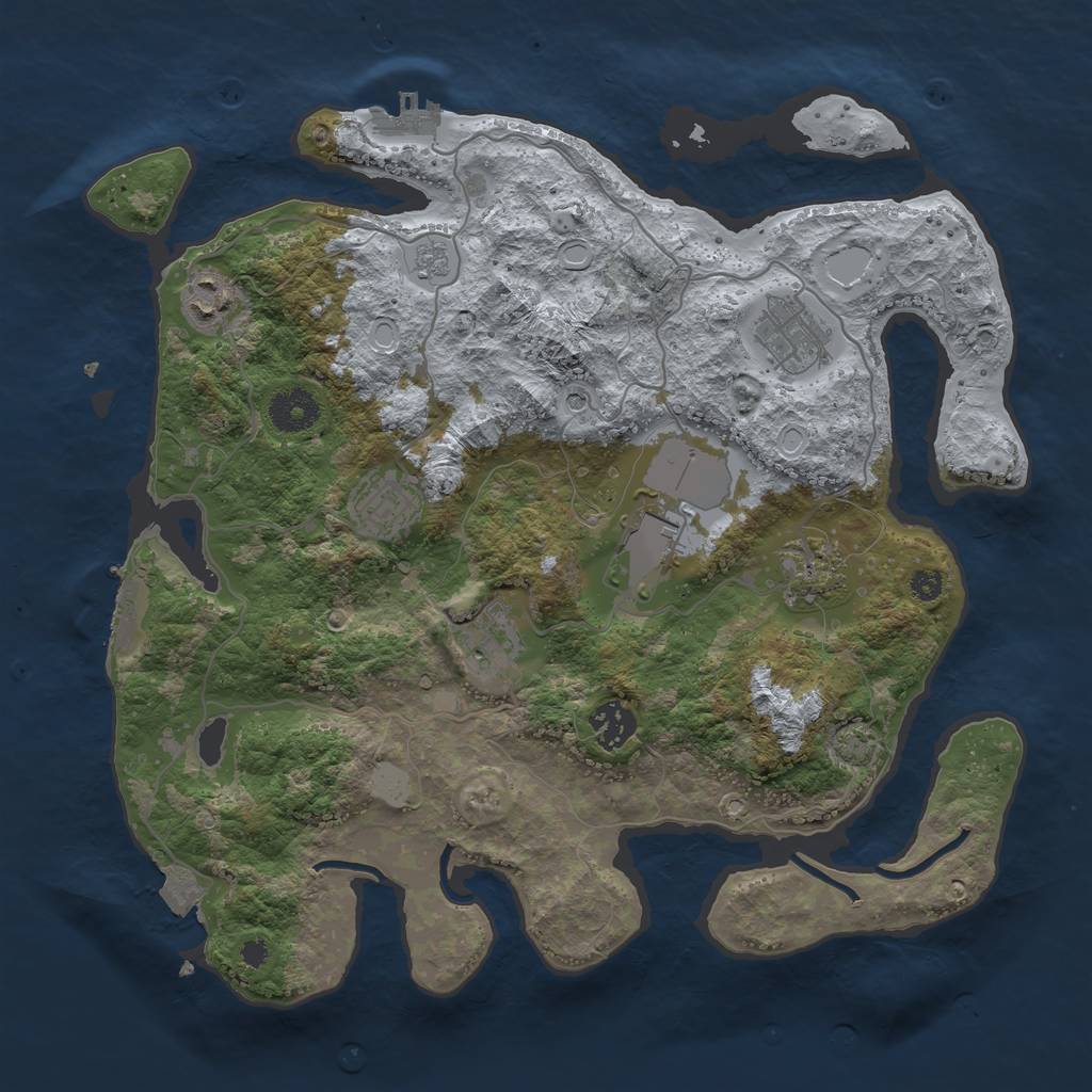 Rust Map: Procedural Map, Size: 3500, Seed: 69198969, 15 Monuments