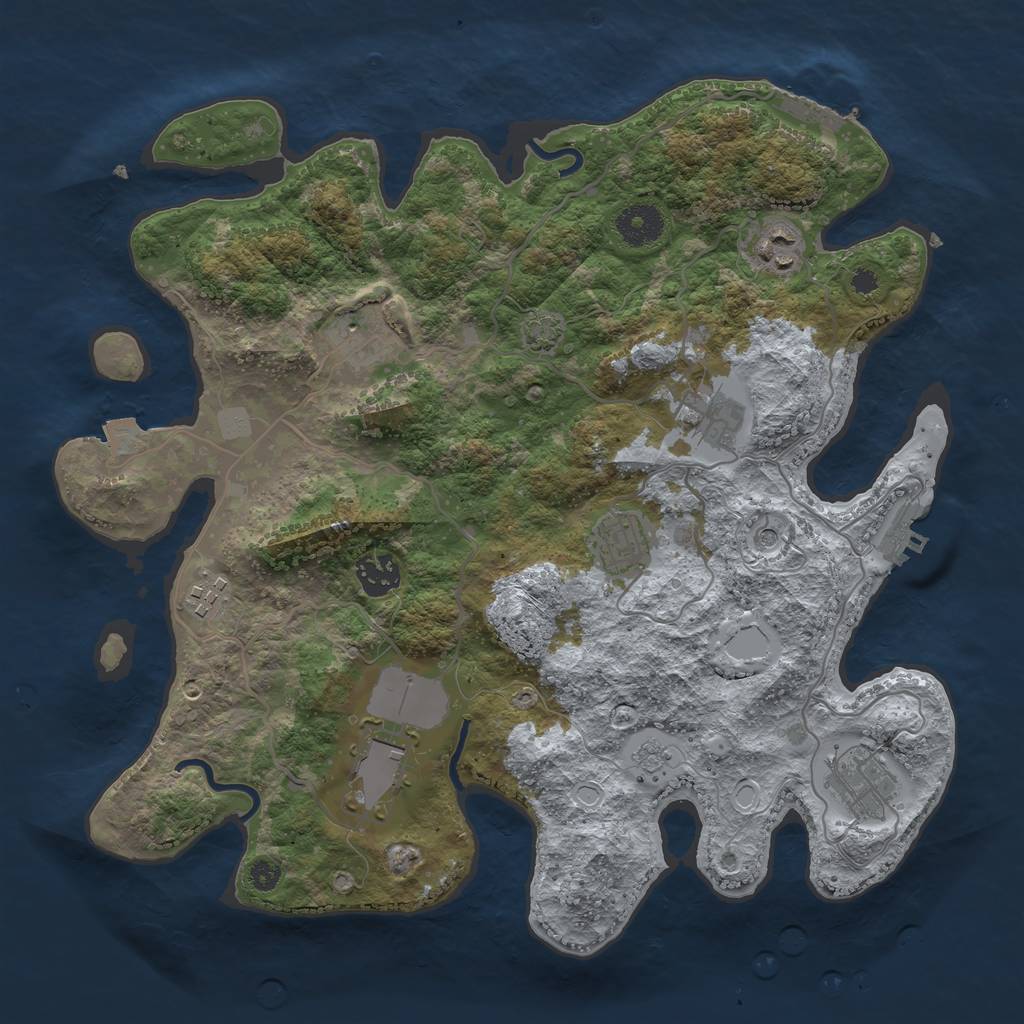 Rust Map: Procedural Map, Size: 3500, Seed: 1001101, 16 Monuments
