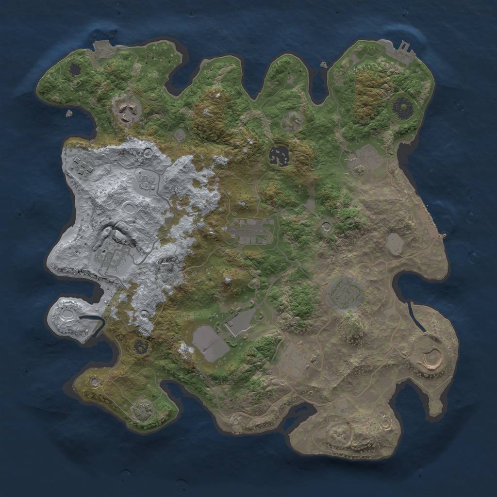 Rust Map: Procedural Map, Size: 3500, Seed: 467013035, 18 Monuments