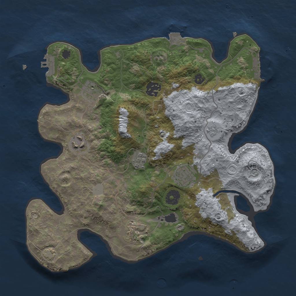 Rust Map: Procedural Map, Size: 3000, Seed: 443309943, 14 Monuments