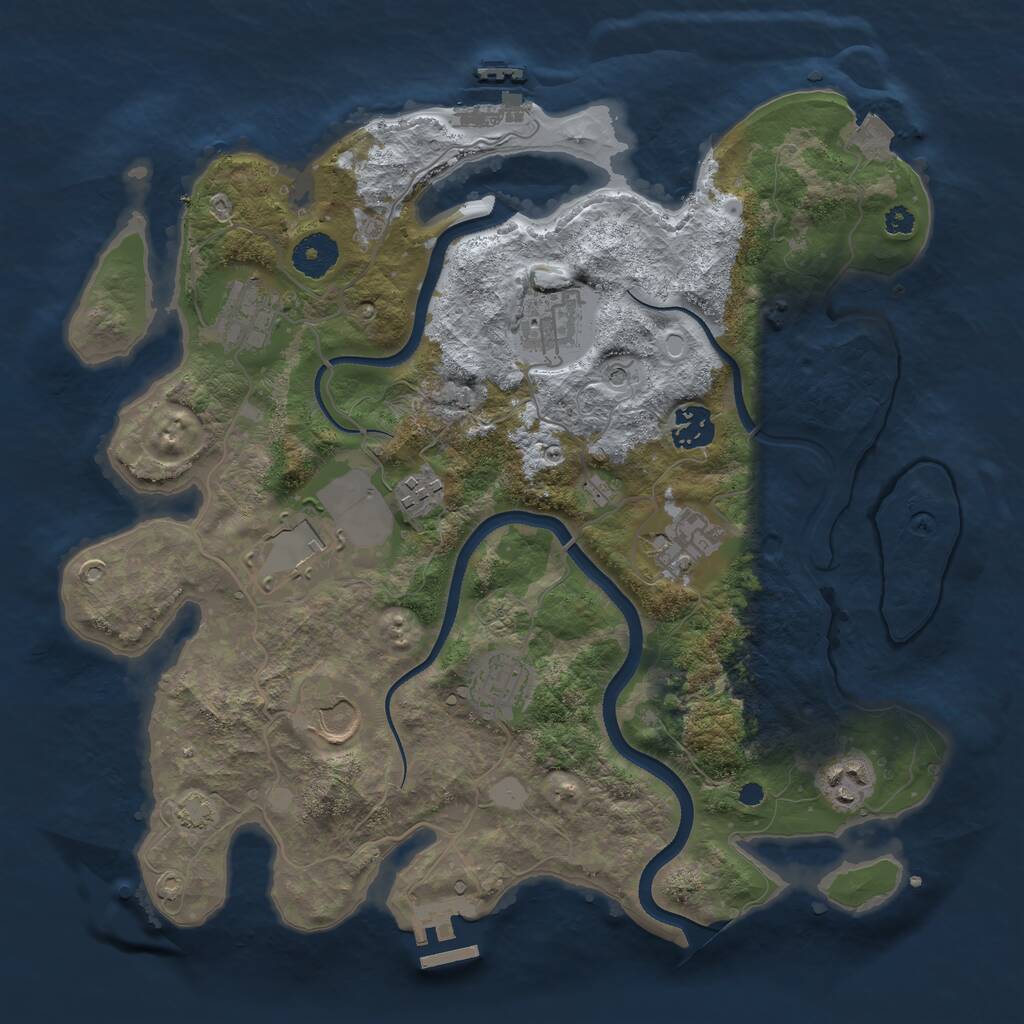 Rust Map: Procedural Map, Size: 3500, Seed: 17633906, 14 Monuments