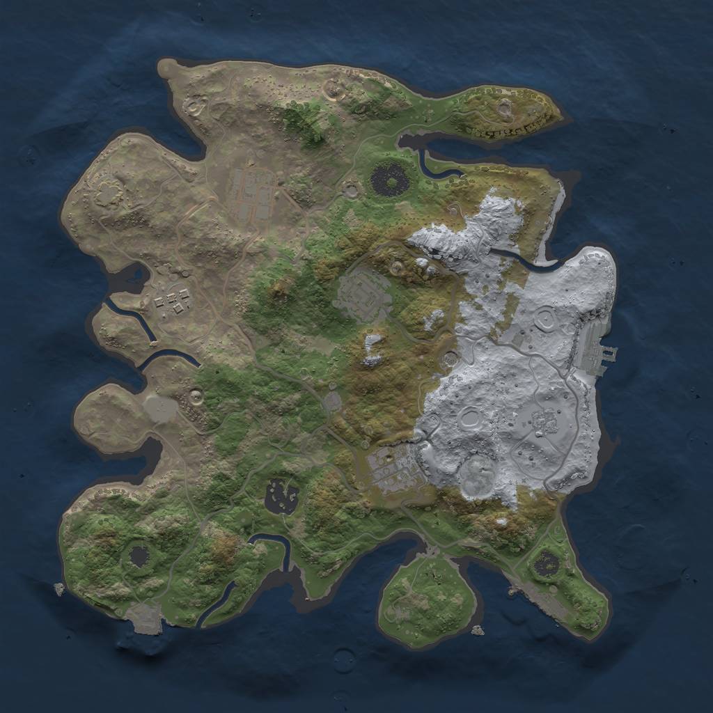 Rust Map: Procedural Map, Size: 3000, Seed: 696895650, 13 Monuments