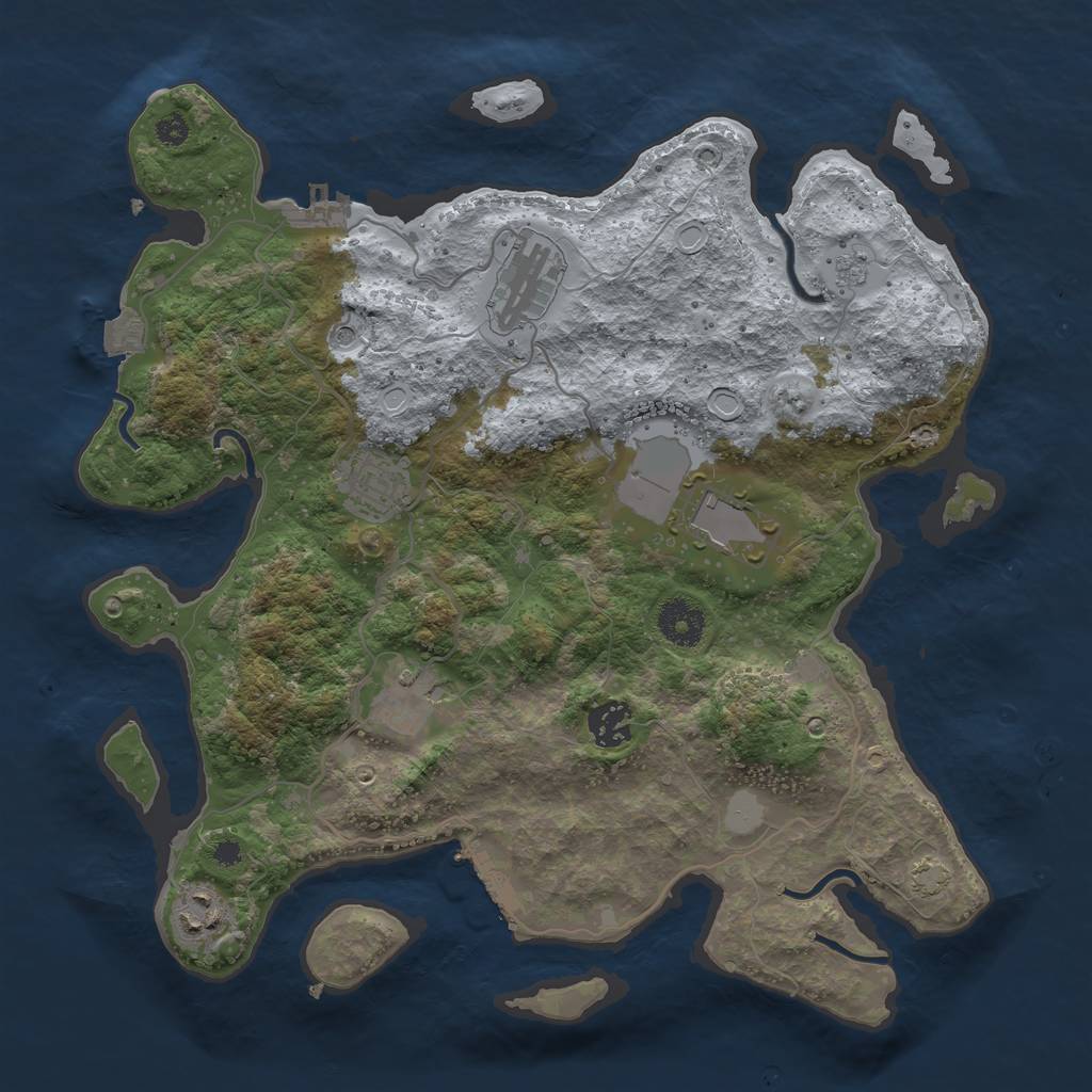 Rust Map: Procedural Map, Size: 3500, Seed: 20597248, 14 Monuments