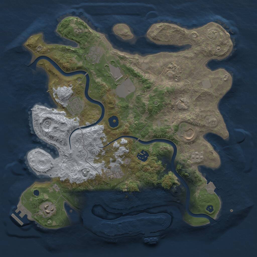 Rust Map: Procedural Map, Size: 3500, Seed: 333326712, 15 Monuments