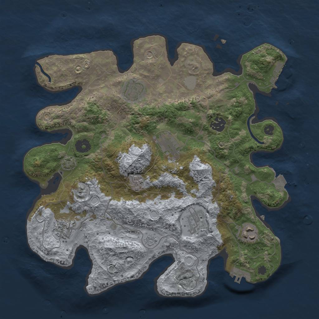 Rust Map: Procedural Map, Size: 3250, Seed: 517117267, 15 Monuments