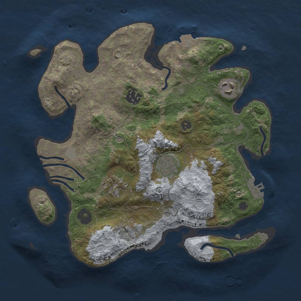 Rust Map: Procedural Map, Size: 3000, Seed: 5579, 10 Monuments