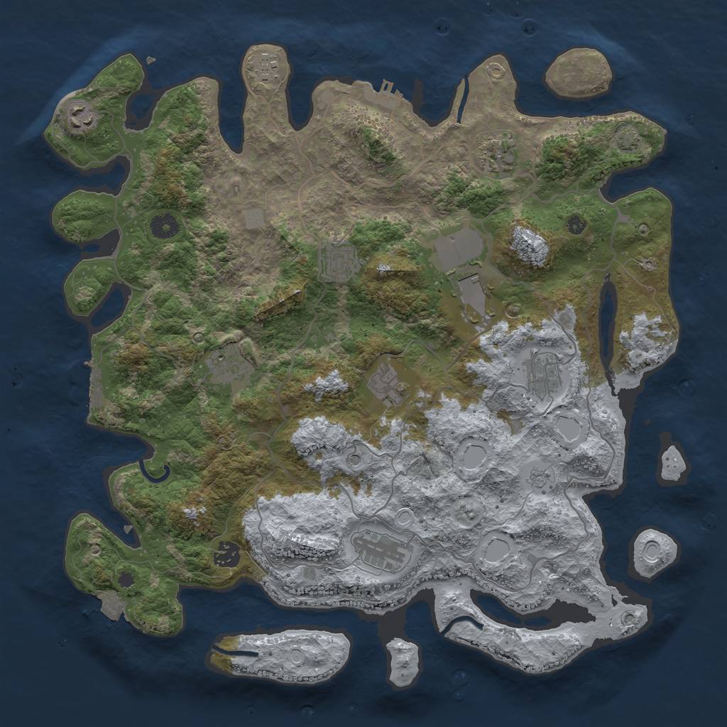 Rust Map: Procedural Map, Size: 4050, Seed: 173102793, 18 Monuments