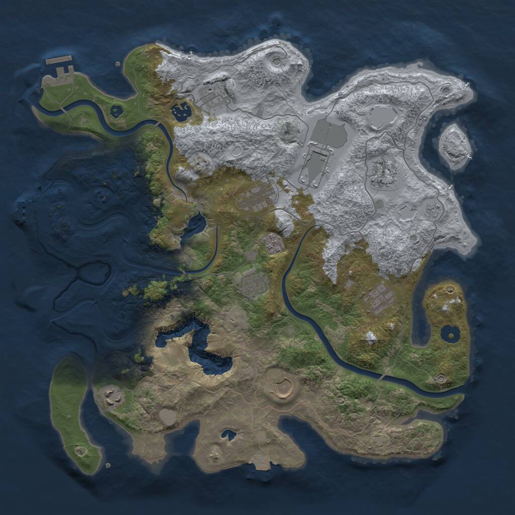 Rust Map: Procedural Map, Size: 4000, Seed: 54285, 16 Monuments