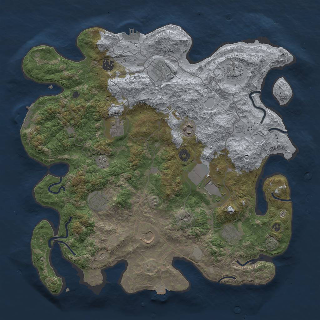 Rust Map: Procedural Map, Size: 4000, Seed: 54285, 18 Monuments