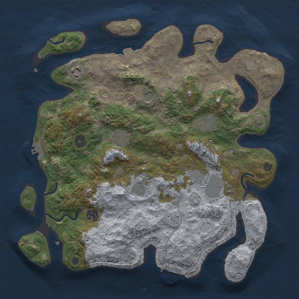 Rust Map: Procedural Map, Size: 3700, Seed: 8192331, 16 Monuments