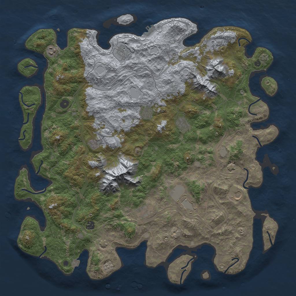 Rust Map: Procedural Map, Size: 5000, Seed: 966930385, 18 Monuments