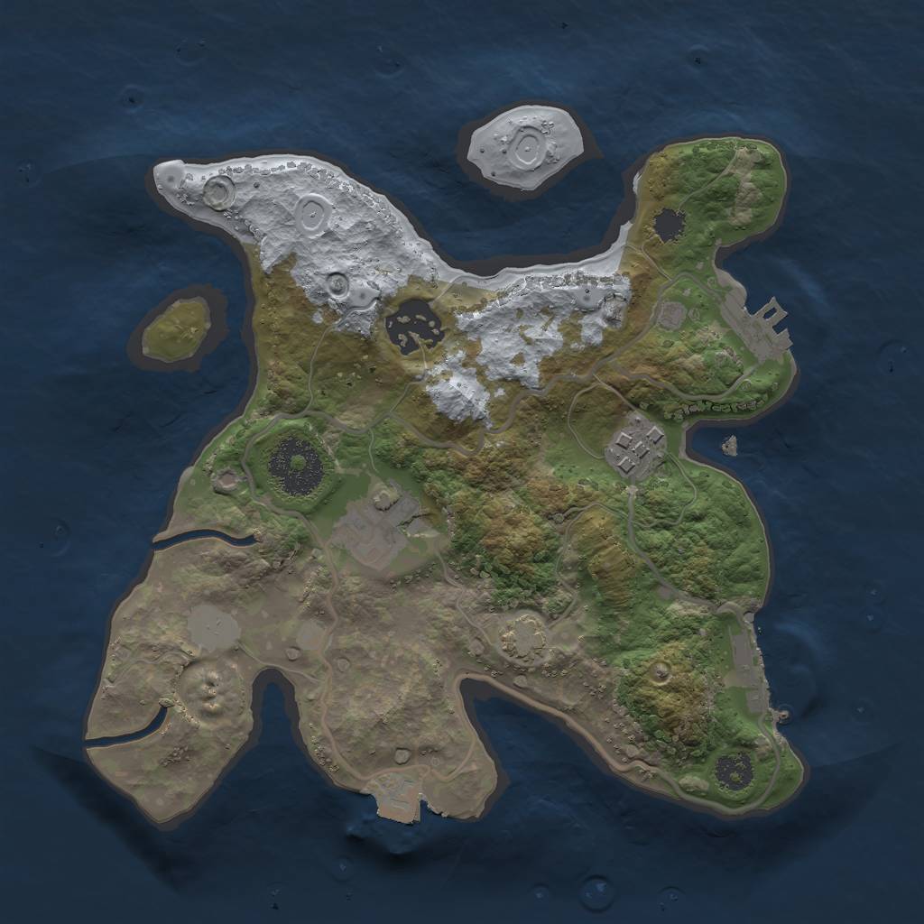 Rust Map: Procedural Map, Size: 2500, Seed: 1030305961, 9 Monuments