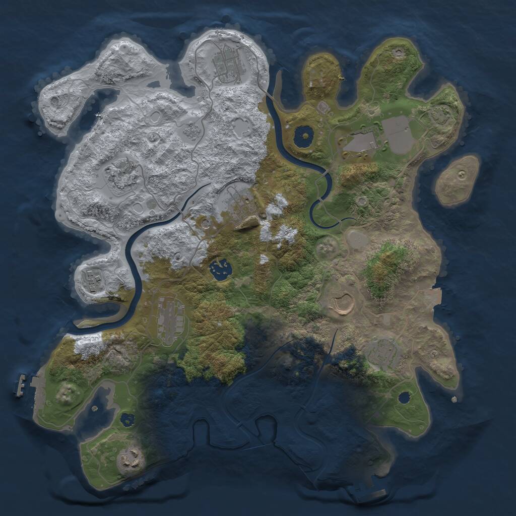 Rust Map: Procedural Map, Size: 3600, Seed: 12612, 16 Monuments