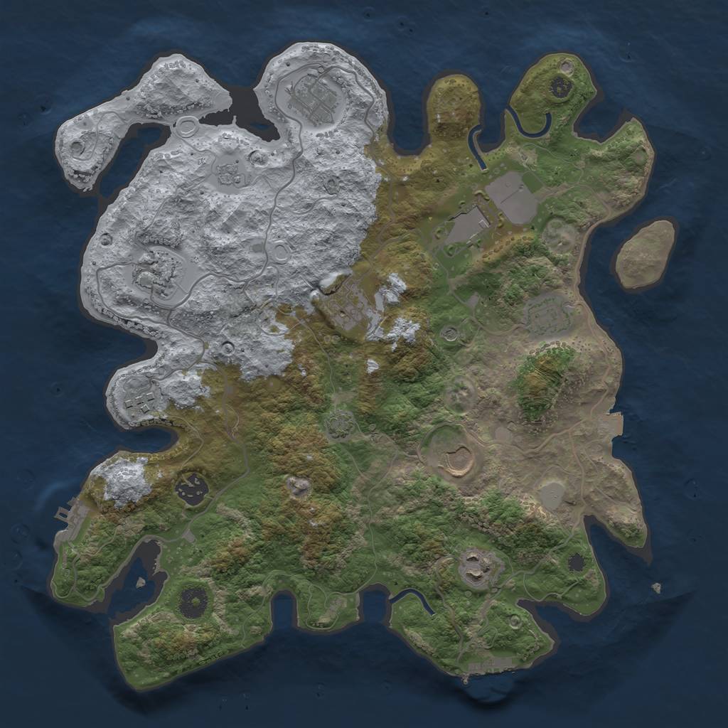 Rust Map: Procedural Map, Size: 3600, Seed: 12612, 17 Monuments