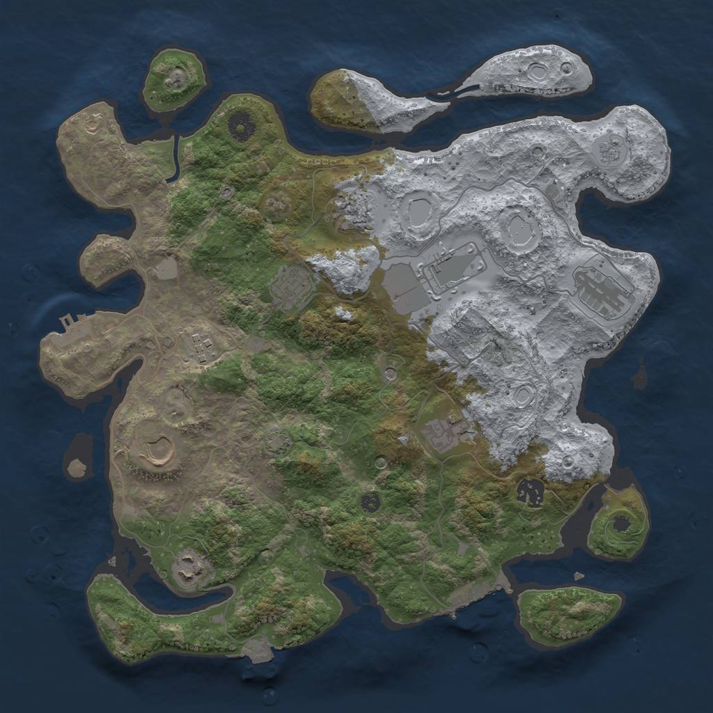Rust Map: Procedural Map, Size: 3700, Seed: 367197182, 17 Monuments