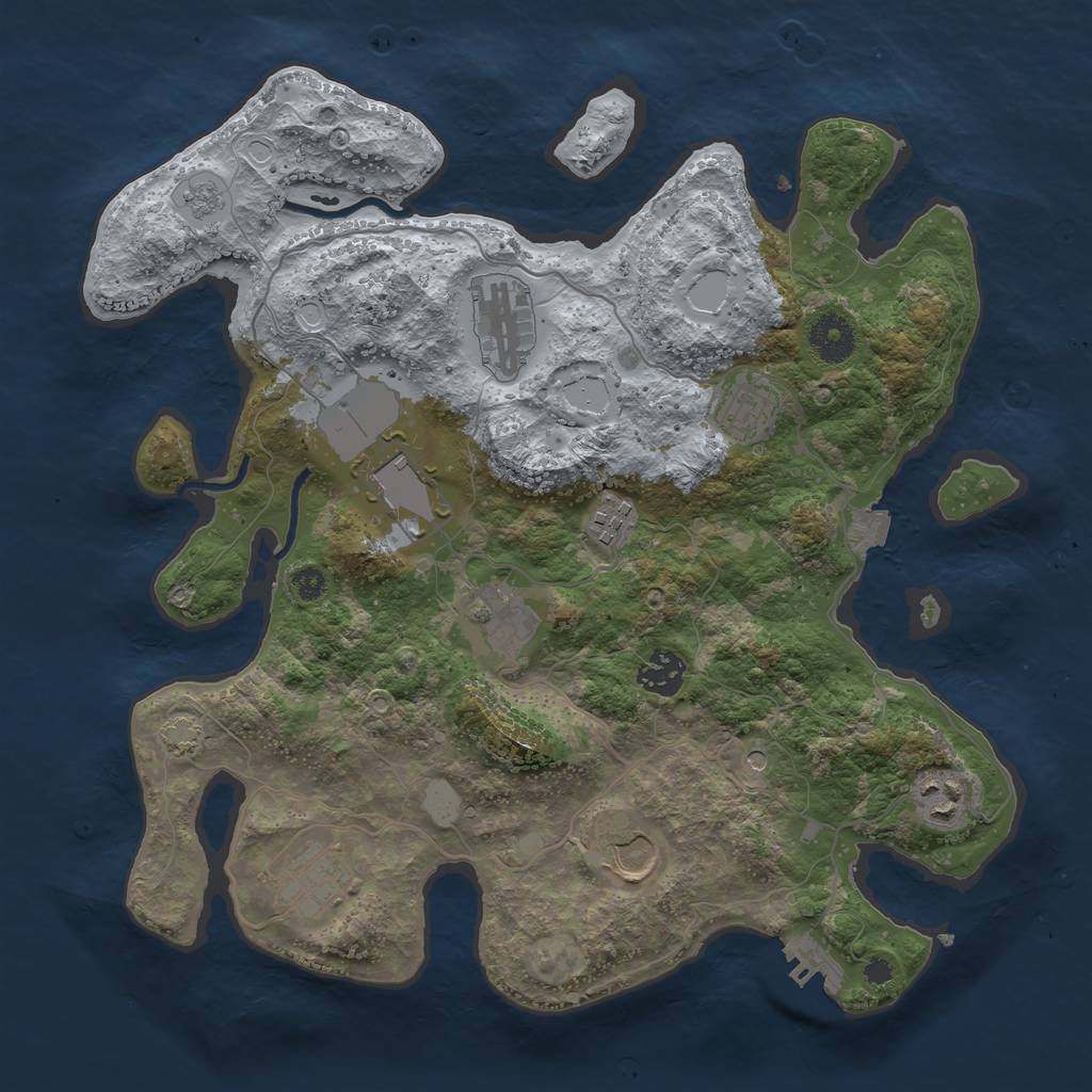 Rust Map: Procedural Map, Size: 3500, Seed: 1924209780, 16 Monuments