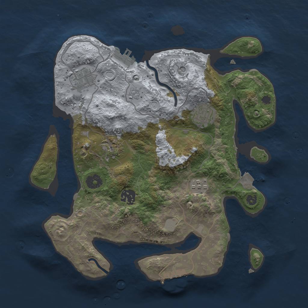 Rust Map: Procedural Map, Size: 3000, Seed: 7326, 12 Monuments